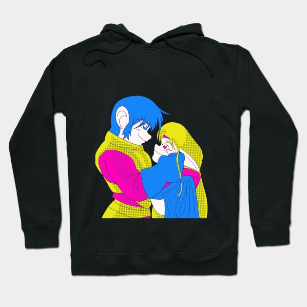 parn and deedlit embracing 80s color halftone Hoodie by Aat8 